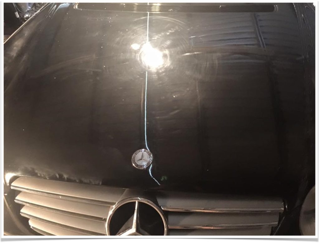 2015 Mercedes Hood with small dent and scratches